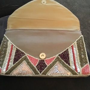 Bohemian beaded clutch bag or Crossbody with a chain